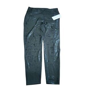 Danskin Womens Foil Print Leggins, Black Salt, XLarge NWT